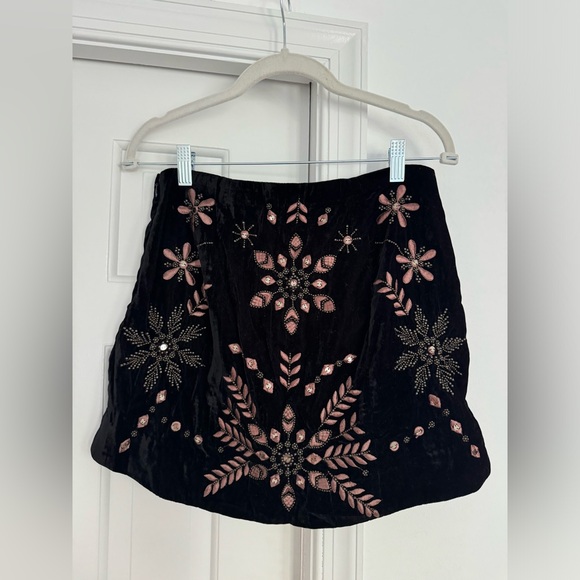 Free People Bright Lights Embroidered Velvet Mini Skirt - Picture 6 of 6